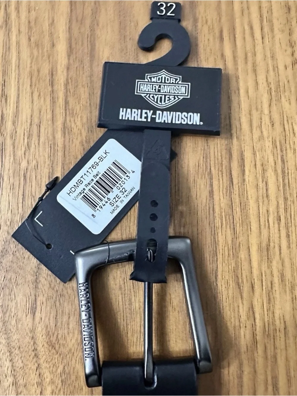 Harley-Davidson Vintage Race Genuine Black Leather Belt SZ 32 Antique Nickel NWT